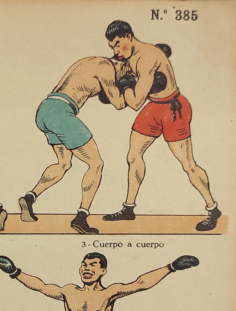 CARTEL ANTIC DE POSICIONS DE BOXA. c. 1920