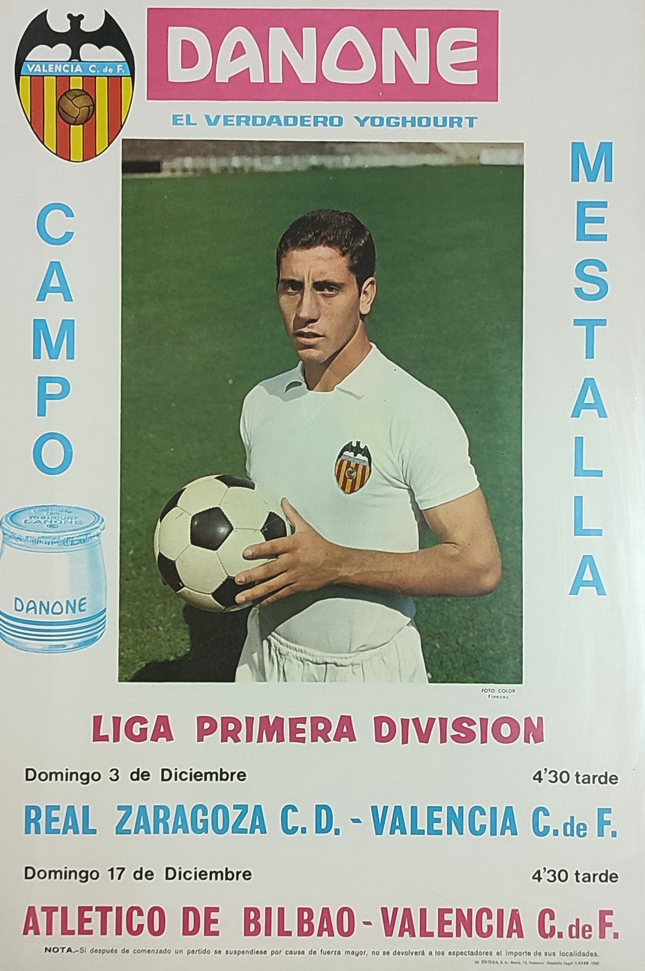 CARTELL DEL PARTIT DE FUTBOL REAL SARAGOSSA - VALÈNCIA.