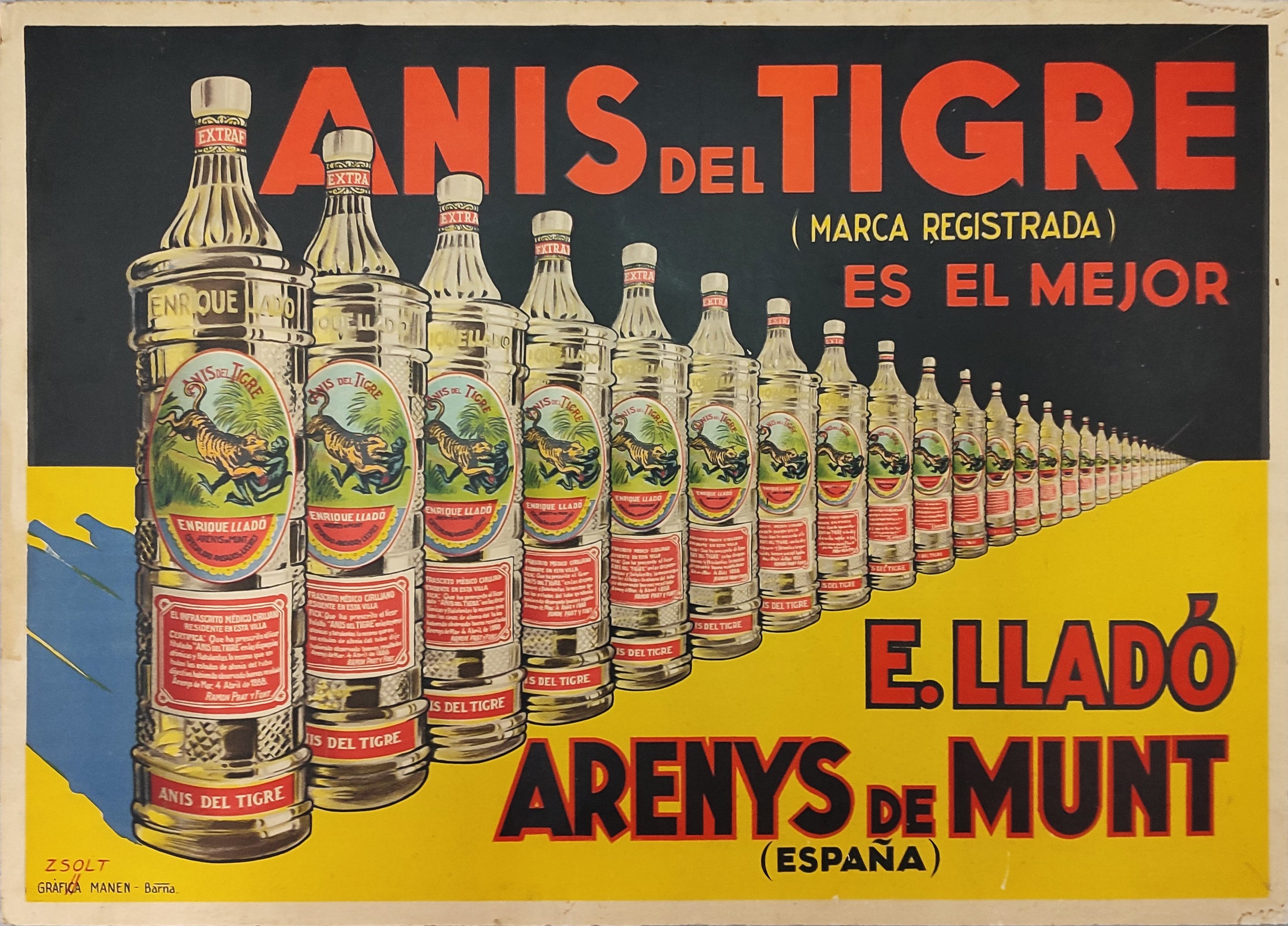 'ANÍS DEL TIGRE ES EL MEJOR' - CARTELLS PUBLICITARIS. c. 1935