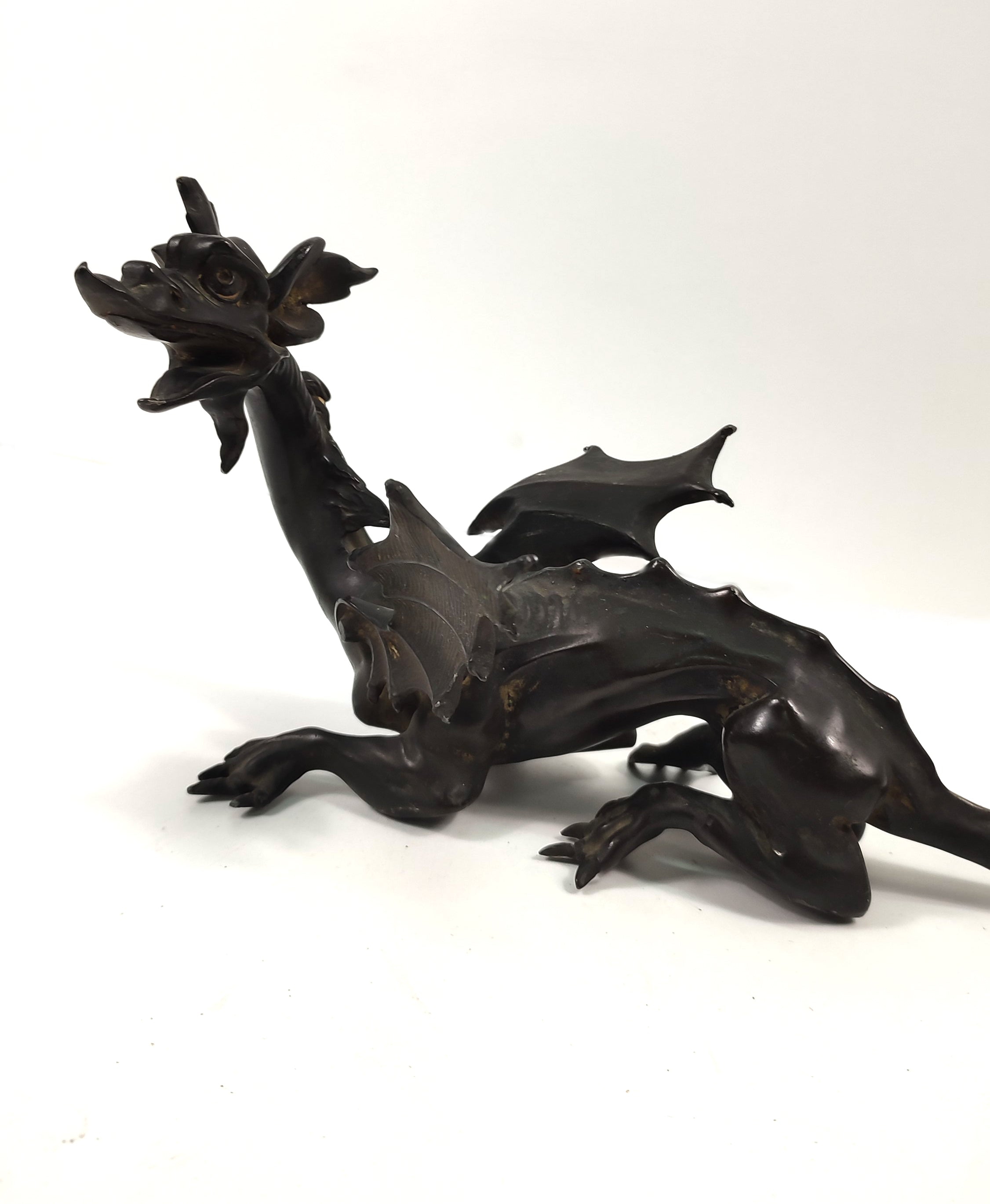 ART NOUVEAU BRONZE DRAGON CANDLEHOLDER