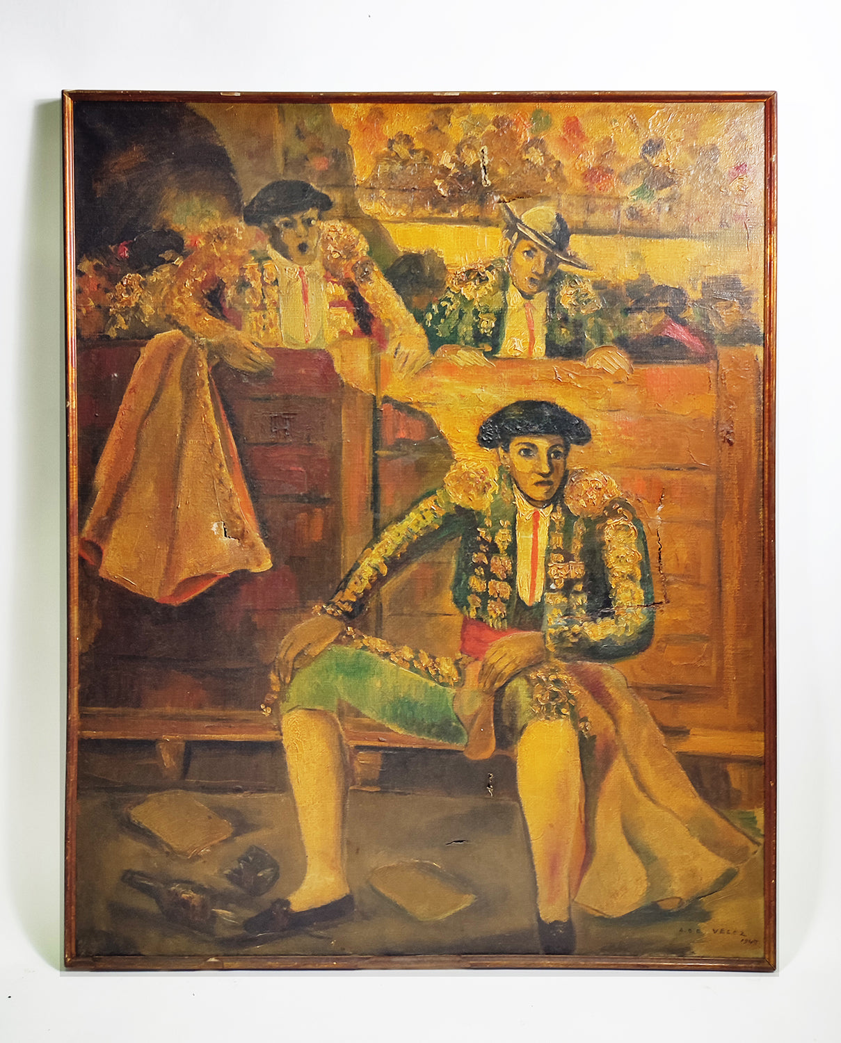PINTURA_TORERO ESPERANT LA SEVA LENÇA 'SUERTE' - VÉLEZ, 1947