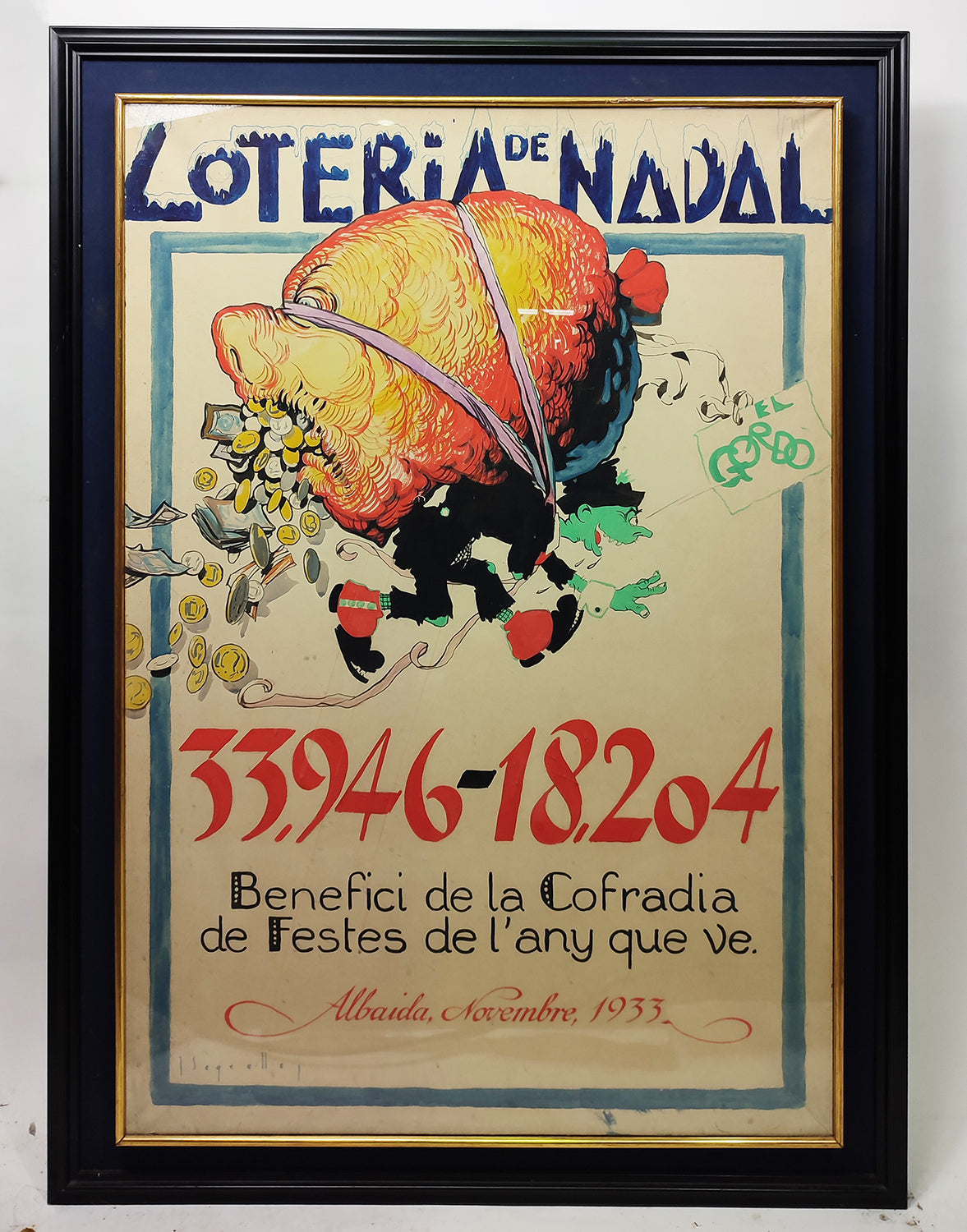 CARTEL DE LA LOTERÍA DE NAVIDAD - JOSEP SEGRELLES. 1933