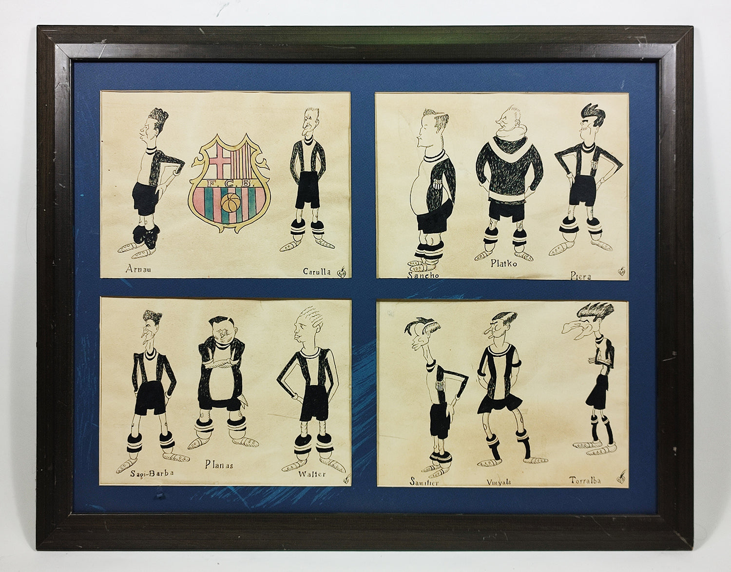 PINTURA DEL FC BARCELONA_CARICATURAS DE FUTBOLISTAS. 1920