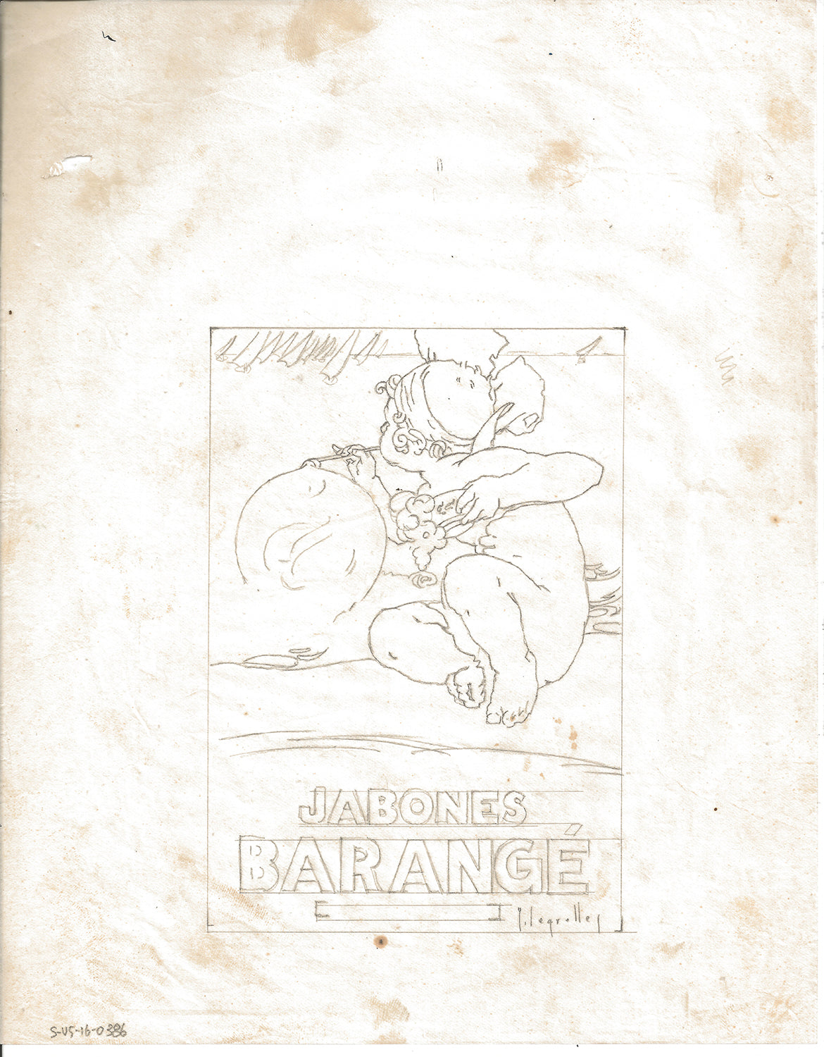 'JABONES BARANGÉ ADVERTISING' SKECTH - JOSEP SEGRELLES. 1930