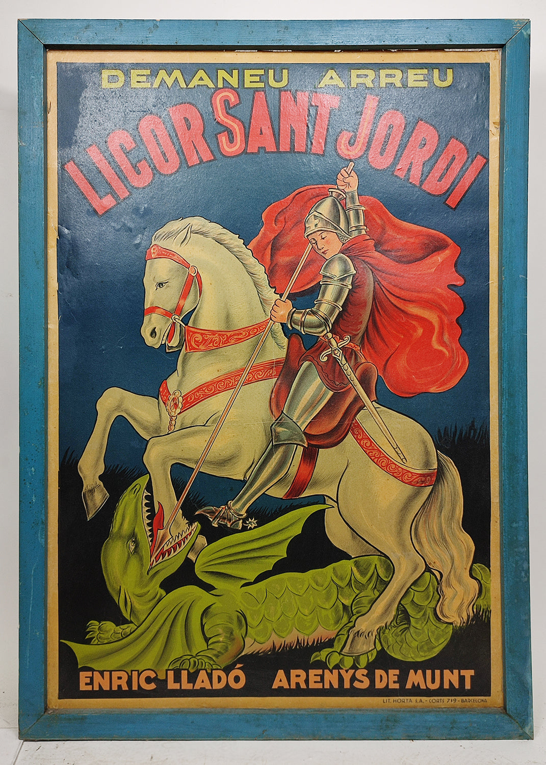 'LICOR SANT JORDI' DEMANEU ARREU POSTER. C. 1920