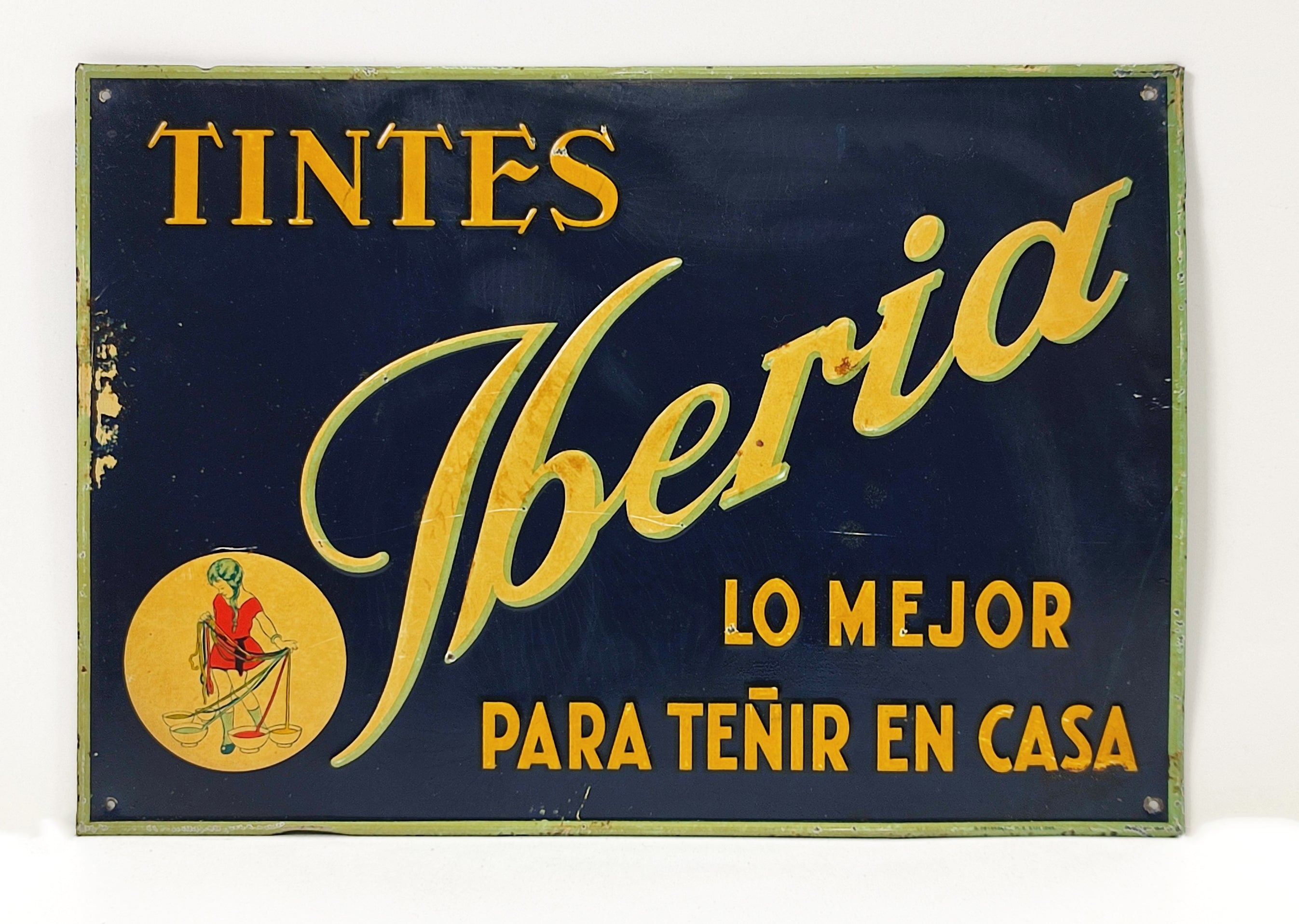 TINTES IBERIA - PLAQUETA PUBLICITAT. c. 1940
