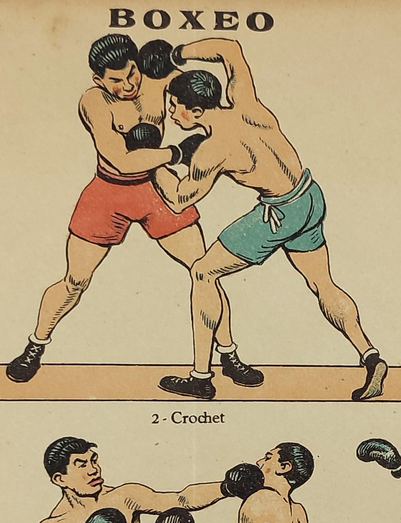 ANTIQUE BOXING POSITIONS POSTER. c. 1920