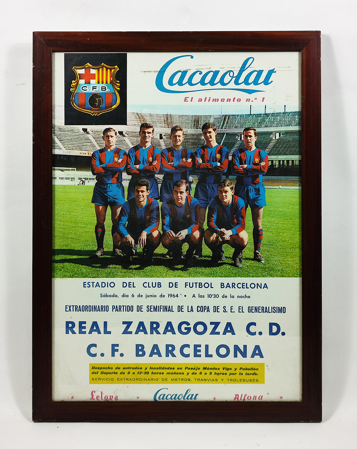 CF BARCELONA - REAL ZARAGOZA POSTER, BARCELONA 1964