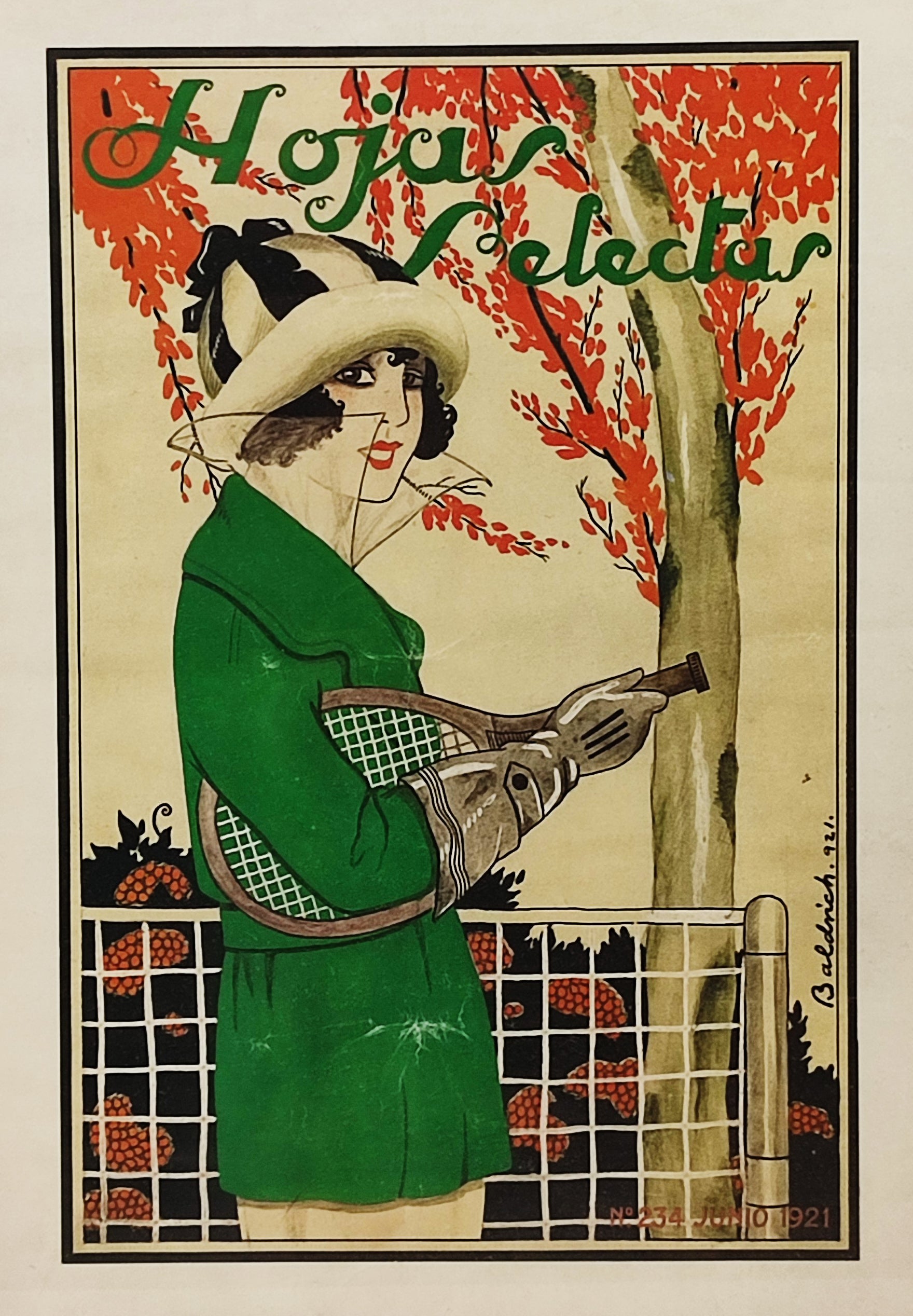 'HOJAS SELECTAS' WITH A WOMAN TENNIS PLAYER - ADVERTISEMENT POSTER