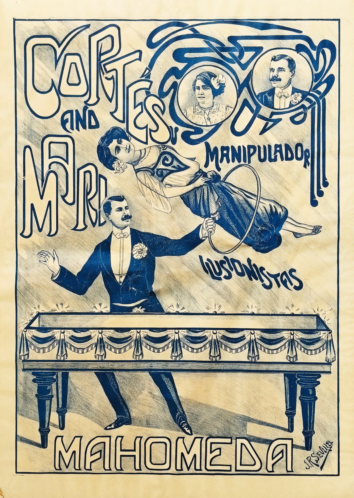 'CORTÉS AND MARI. MANIPULADOR ILUSIONISTAS' - CARTELL DE MÀGIA I IL·LUSIONISME. c. 1900-1910