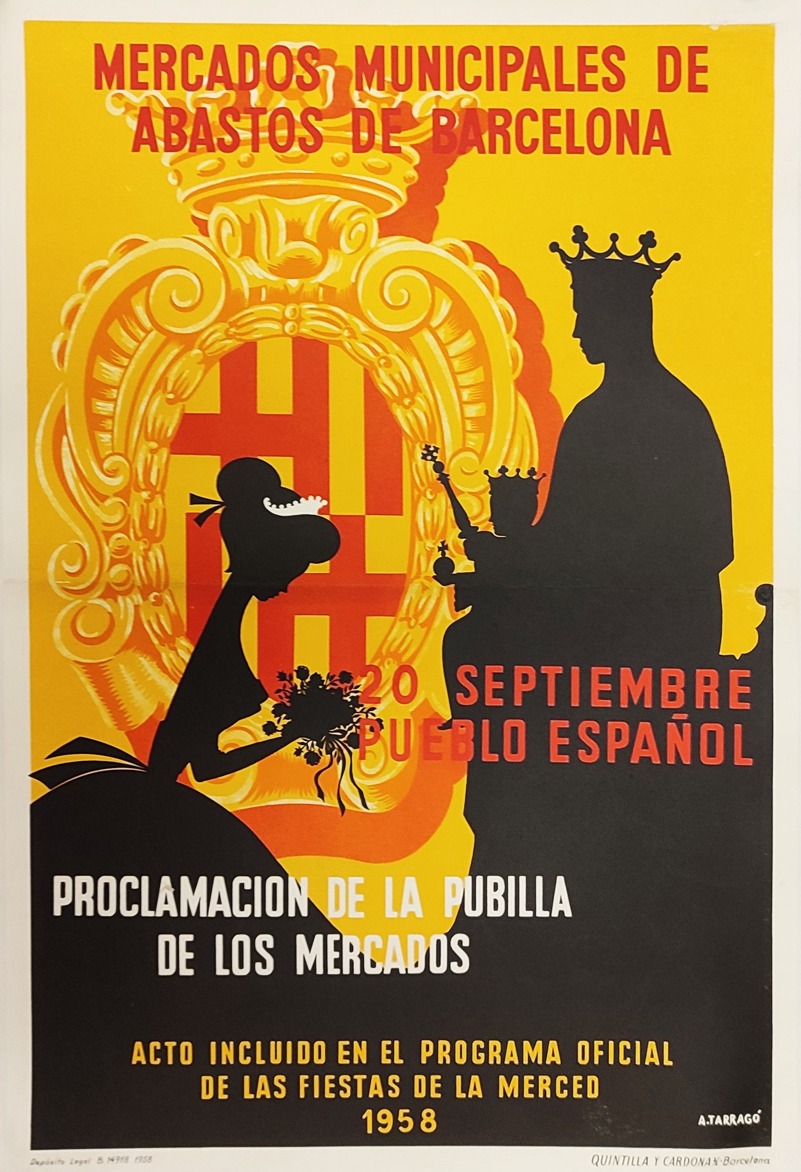 FIESTAS PATRONALES DE LA MERCÈ DE BARCELONA - CARTEL PUBLICITARIO. 1958