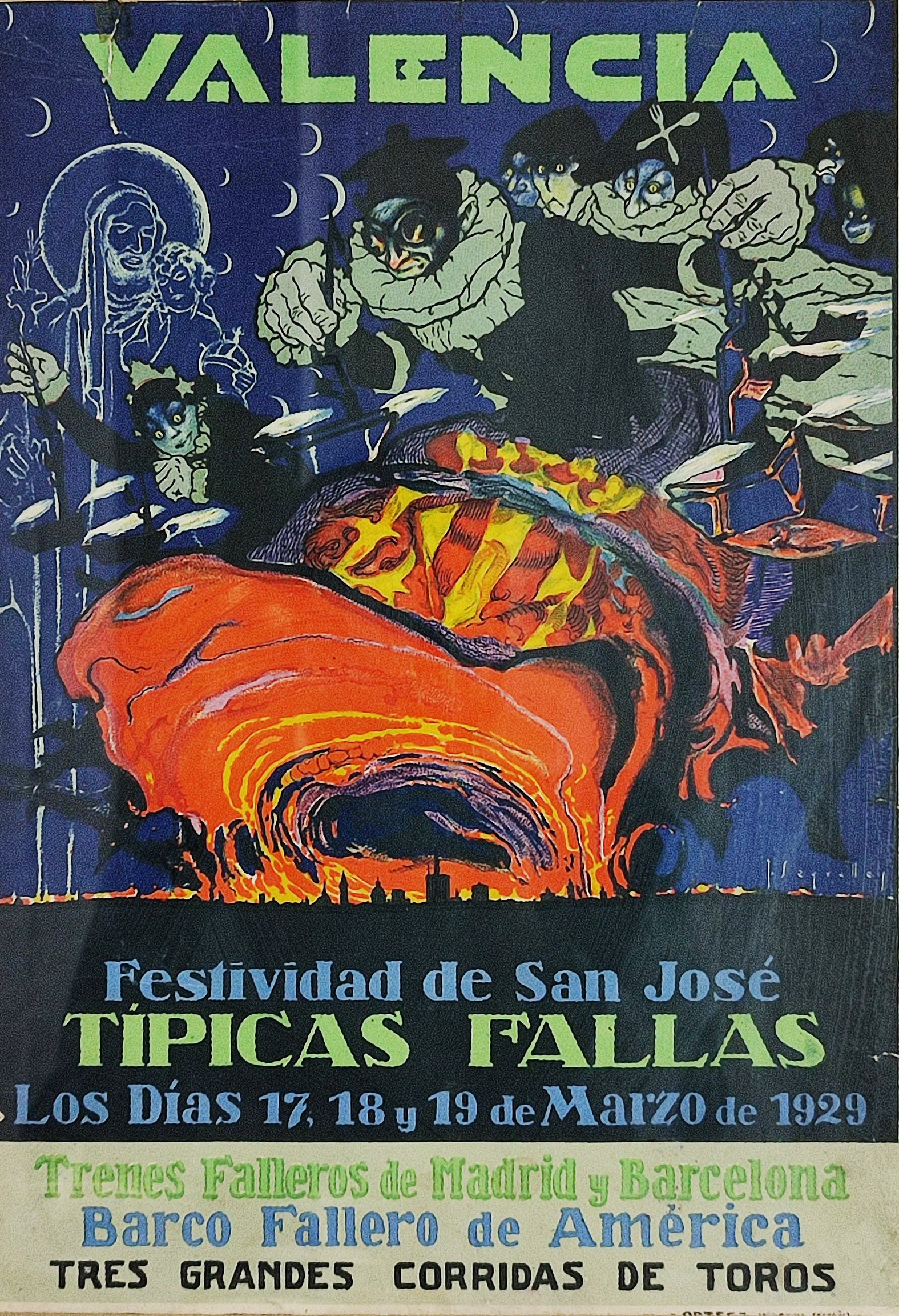 CARTEL TÍPICAS FALLAS DE VALENCIA - JOSEP SEGRELLES. 1929