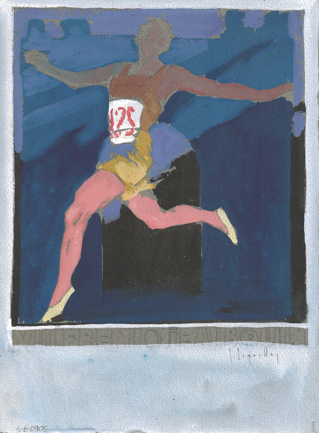 BOCETO ACUARELA PARA EL VIII CONCURSO DE ATLETISMO PREMIO JEAN BOUIN - JOSEP SEGRELLES. 1927